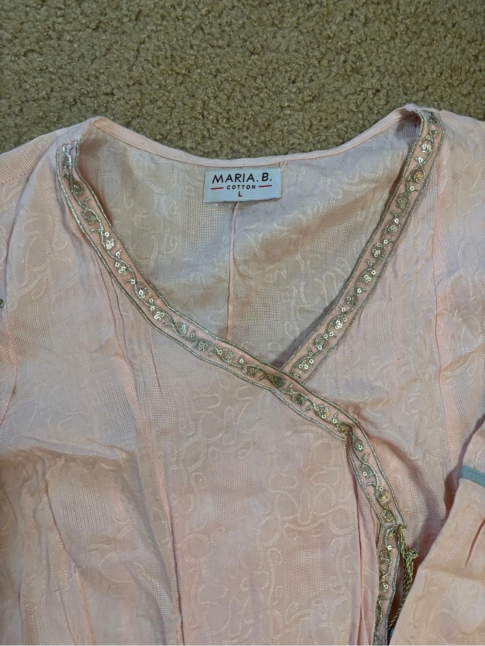 Maria B Delicate Pink Lace-Embellished Dress - Picture 2 of 8